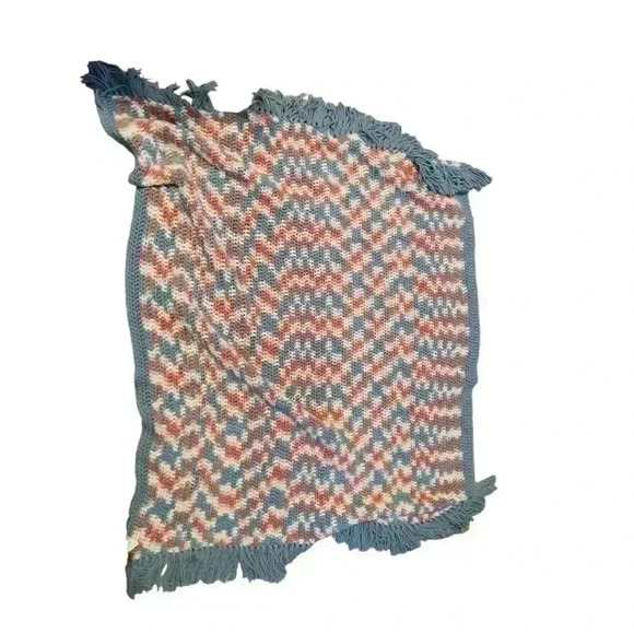 Handmade Throw Blanket Pink Blue White Mauve Brand New - Picture 3 of 5